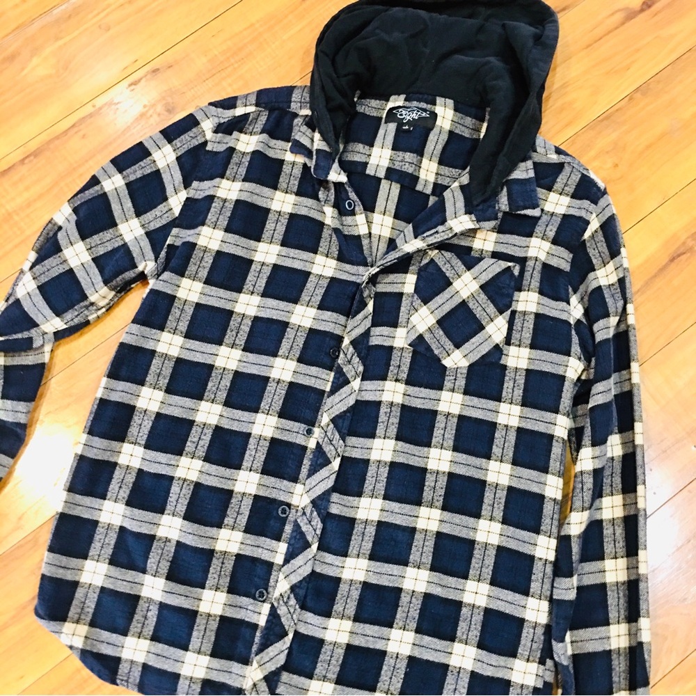 Black tan Plaid Men's Jacket shacket coat top flannel winter lumberjack cotton